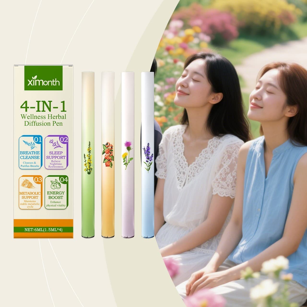 XIMONTH Herbal Energy Combo Stick - Boosts Vitality, Supports Sleep, and Body Cleanse 4-in-1 Care Stick