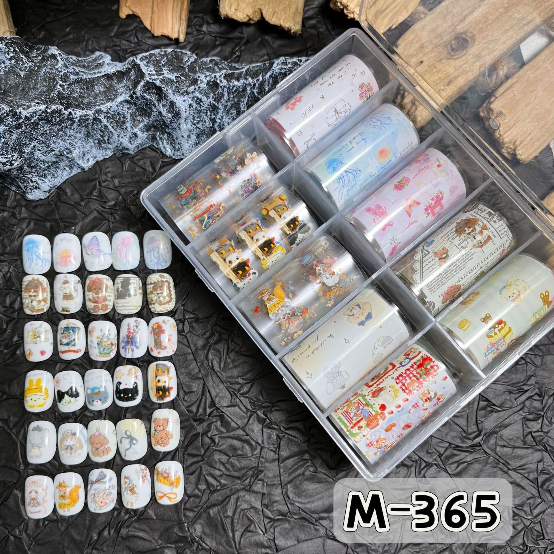 New Korean style nail art with plaid floral print, animal patchwork, and hand-painted elements transfer paper.