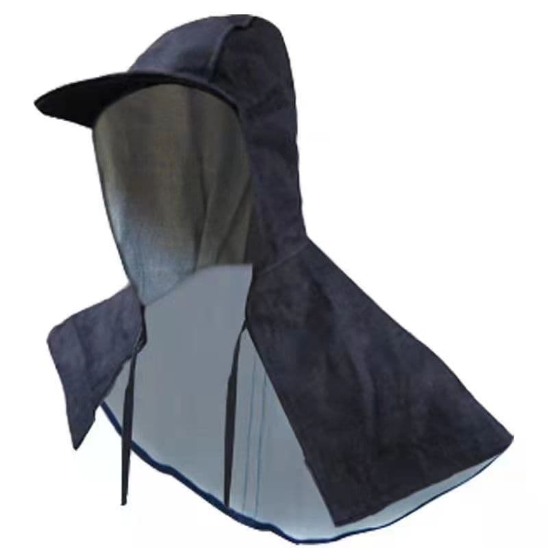 Denim Cape Hood with Tie Straps, Extra Large Dustproof Wind Cap with Brim for Handling and Labor Protection