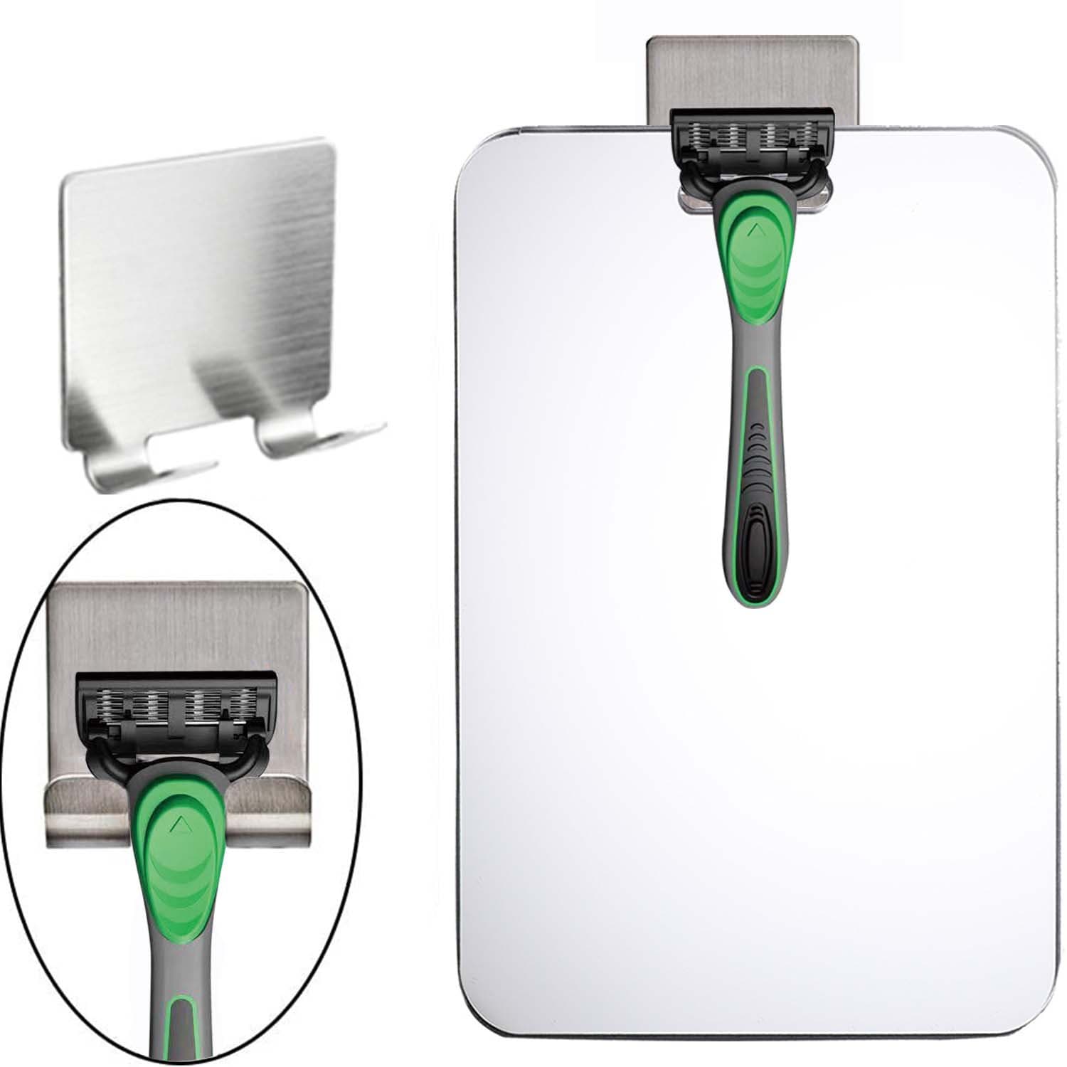 Large-Sized Anti-Fog Mirror with Stainless Steel Razor Holder, Bathroom Shaving Acrylic Makeup Mirror
