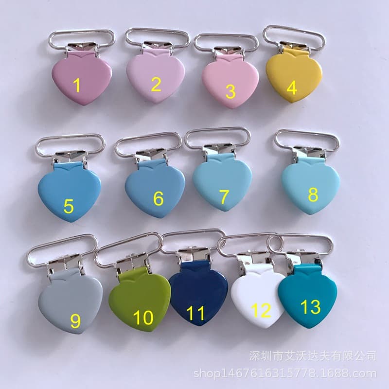25mm Heart-Shaped Duckbill Clip for Suspenders, Children's Suspenders Clip, Metal Duckbill Buckle, Suspenders Adjustment Buckle Accessories Wholesale