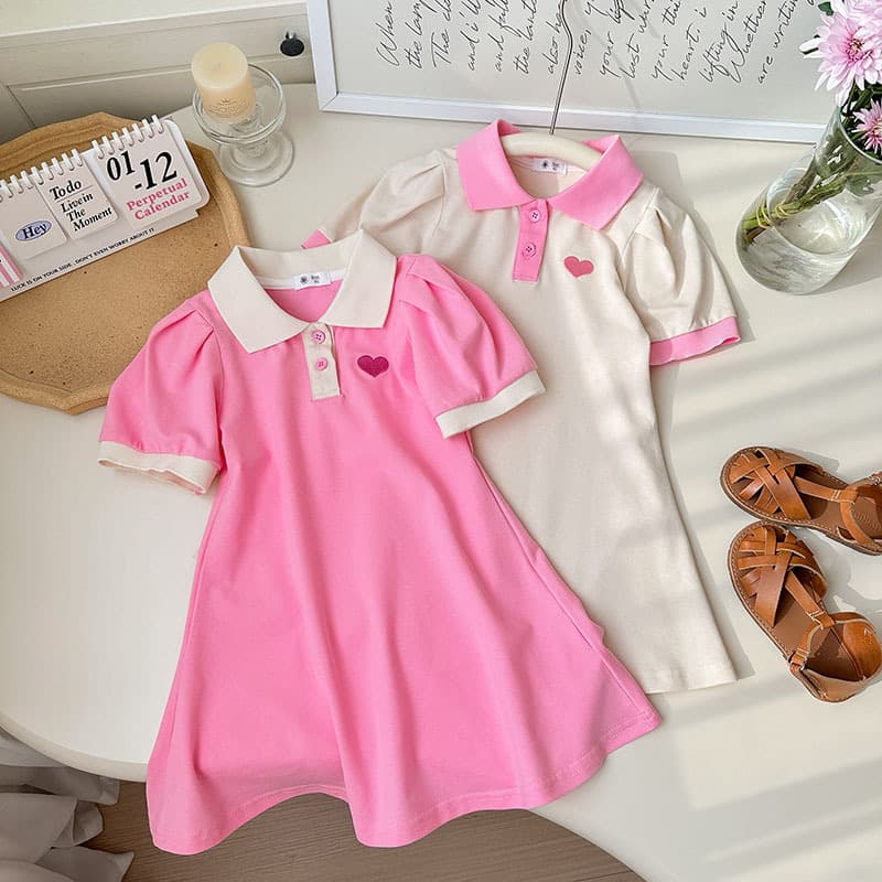 Girls Summer Dress 2026 New Children's Stylish Polo Princess Dress Little Girl Trendy Kids Clothing Summer Skirt