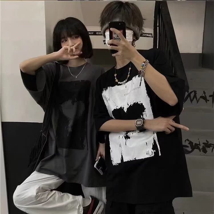 American Style Trendy Brand Short Sleeve T-Shirt Women's Summer Ins Trendy Couple All-Match Loose Plus Size Love Printed Half Sleeve T-Shirt