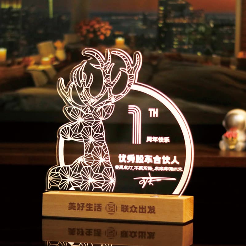 Custom Night Light for School Anniversary Commemorative Gift, Corporate Anniversary Cultural Creative Acrylic Lamp, Business Souvenir Ornament