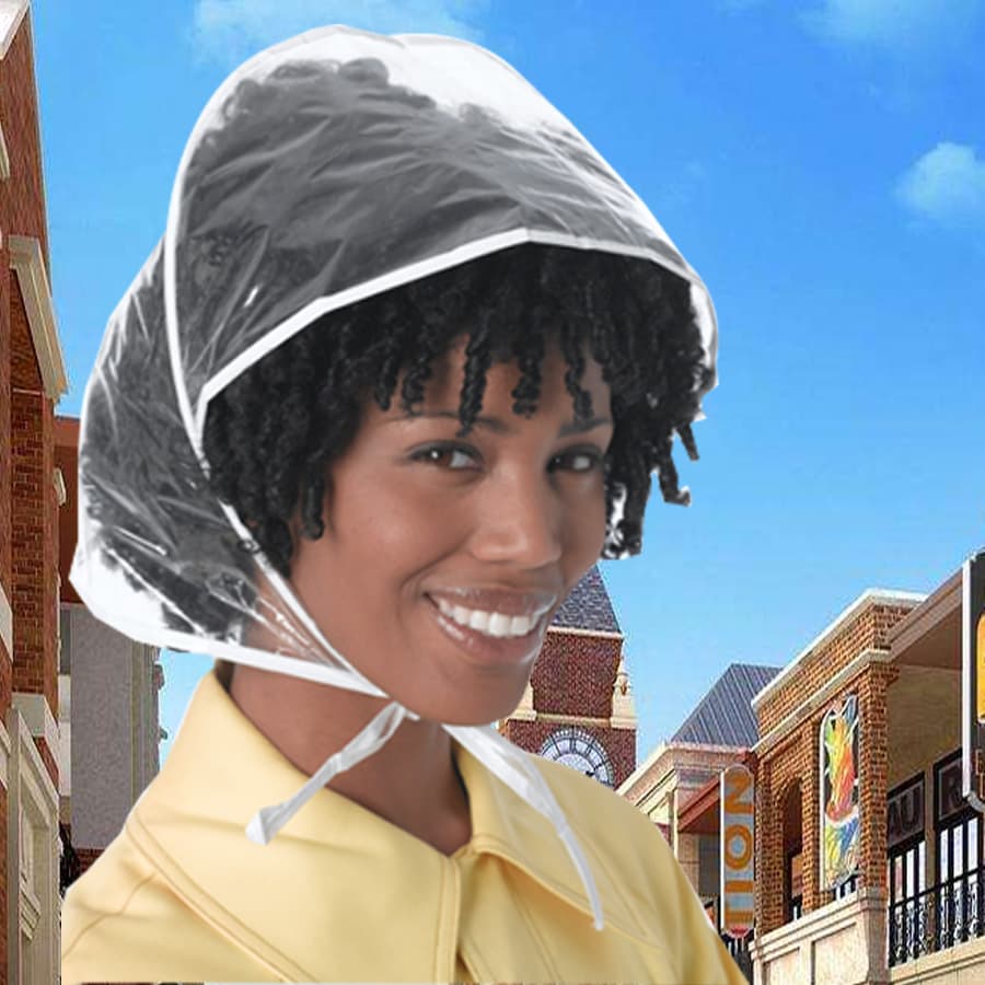 Bulk Stock Transparent Material Sun and Rain Hat for Export to Europe and America, Protects Hairstyle, Printable Patterns