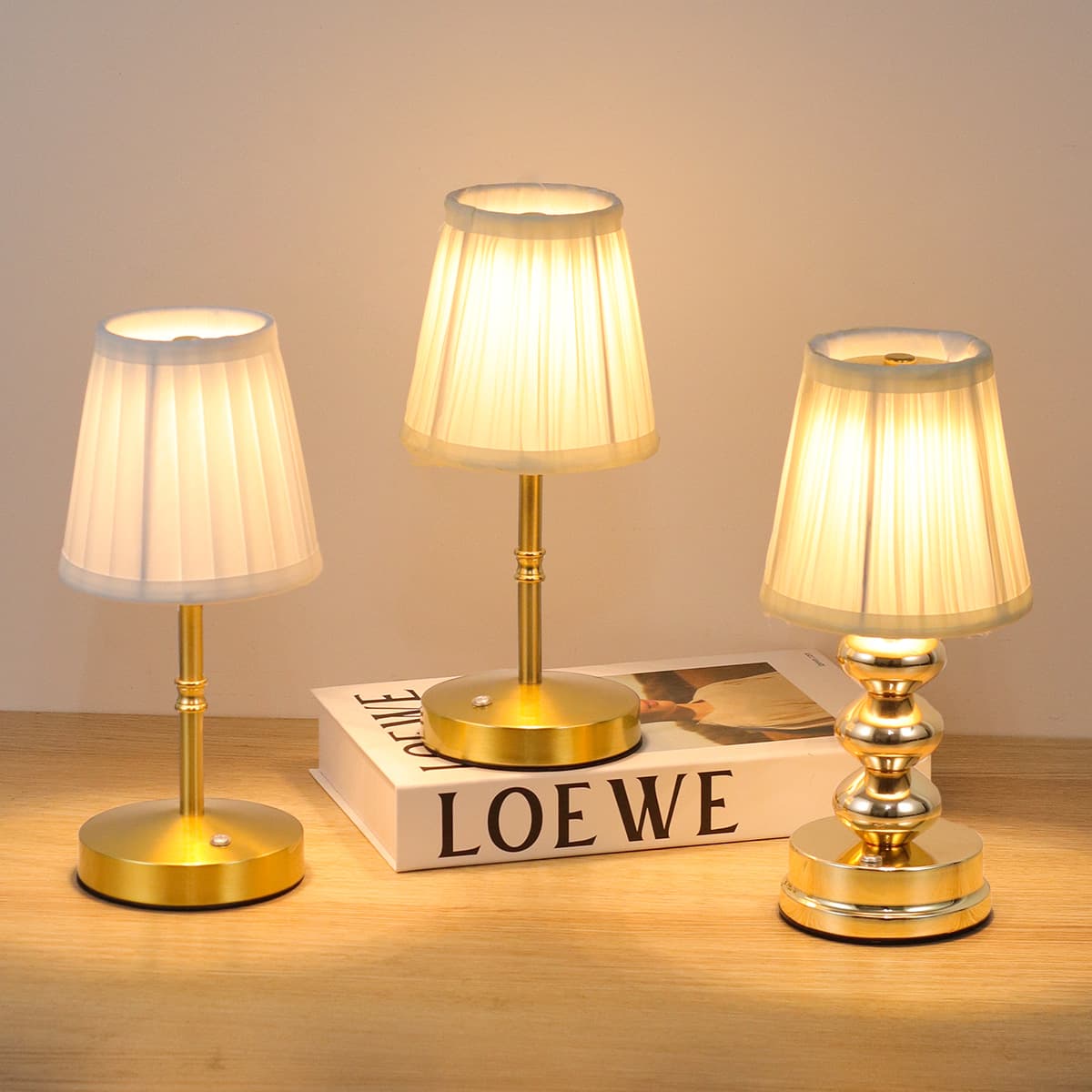 Cross-border Hot-selling Fabric Metal Table Lamp Rechargeable Touch LED Decorative Ambient Light USB Bedside Creative Night Light