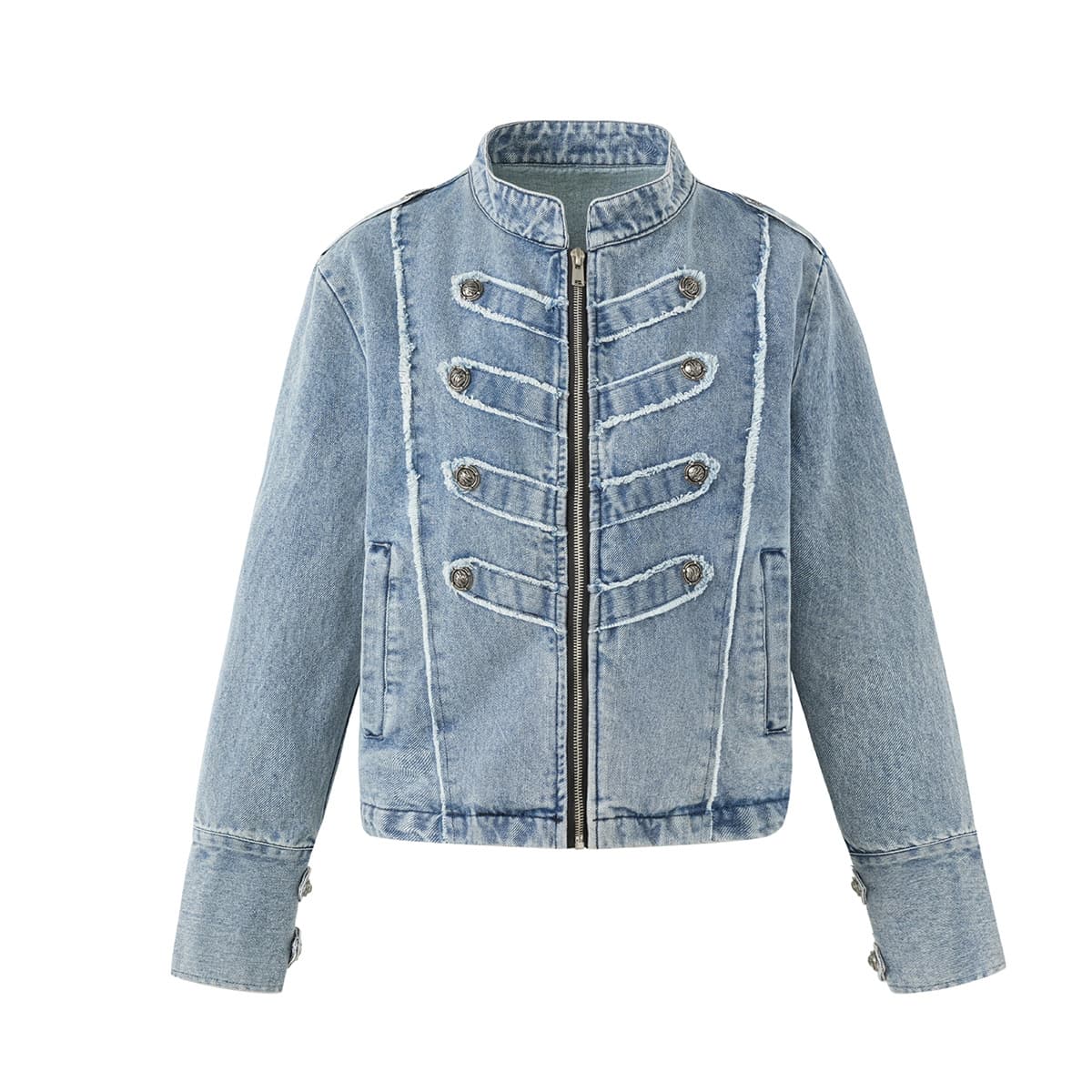 Magic Bear 2026 New Arrival American Light Streetwear Court Style Washed Frayed Denim Jacket Workwear Outerwear Short
