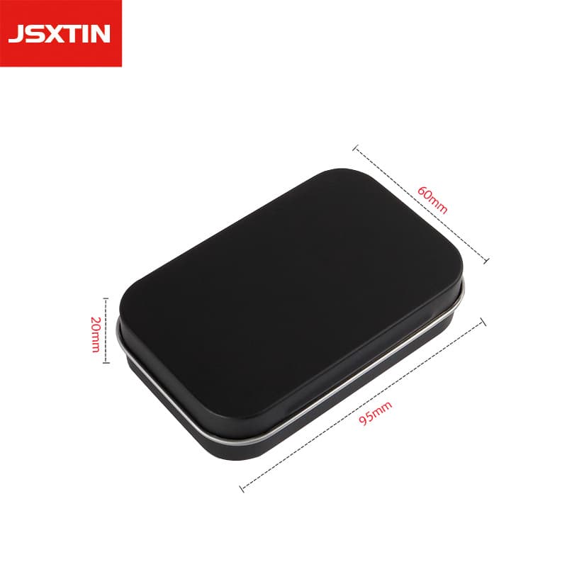 Square-shaped flip-top tin box for tobacco, USB flash drive storage, jewelry and earring packaging. Custom printing available.