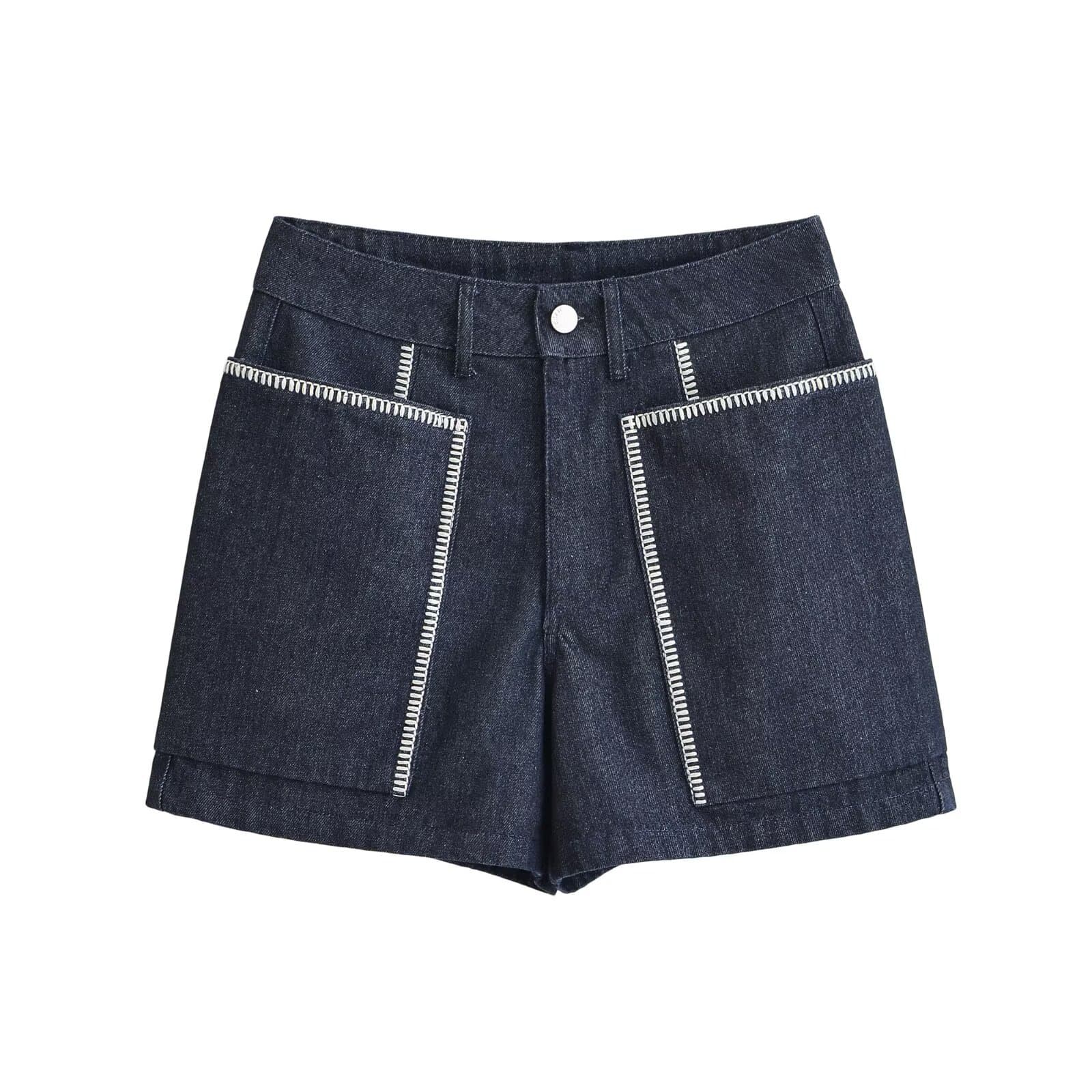 Cross-border women's clothing wholesale 2026 summer new high-waisted A-line denim shorts for women, slim and versatile retro casual hot pants