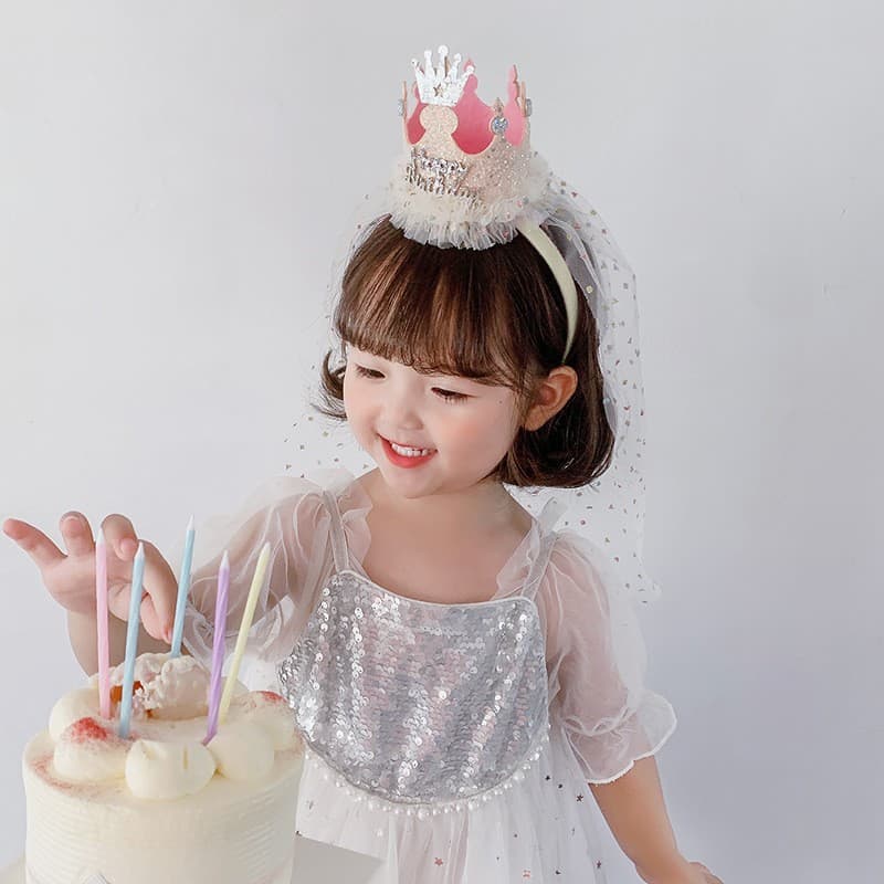 Internet celebrity photo props veil with light birthday hat decoration children and adults headwear luminous crown night market stall