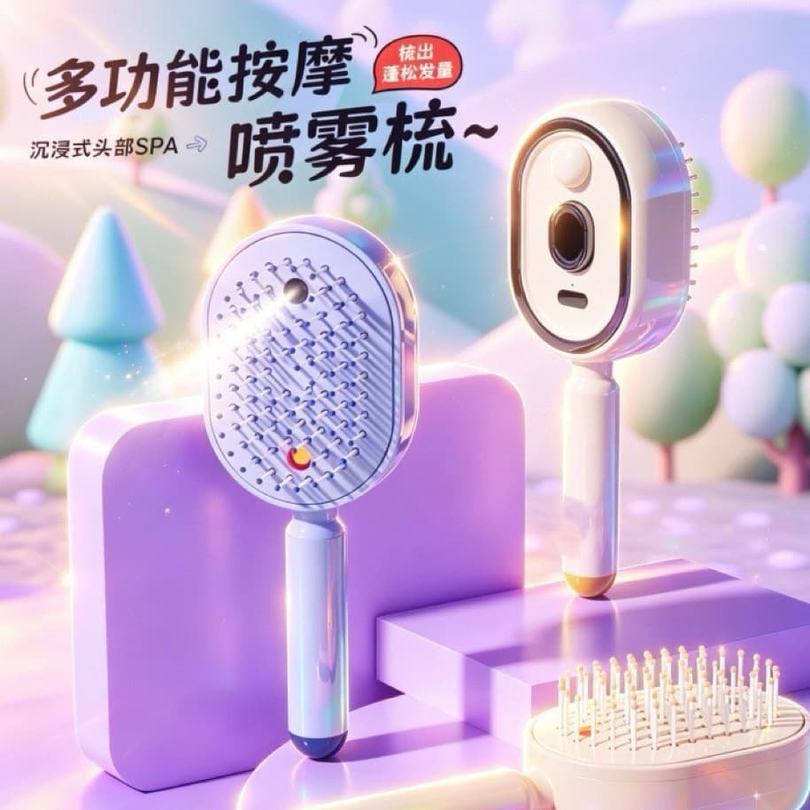 Cross-border Hot Selling Electric Spray Air Cushion Massage Comb for Scalp and Hair Root Care, Moisturizing and Smoothing Hair Treatment Massage Comb