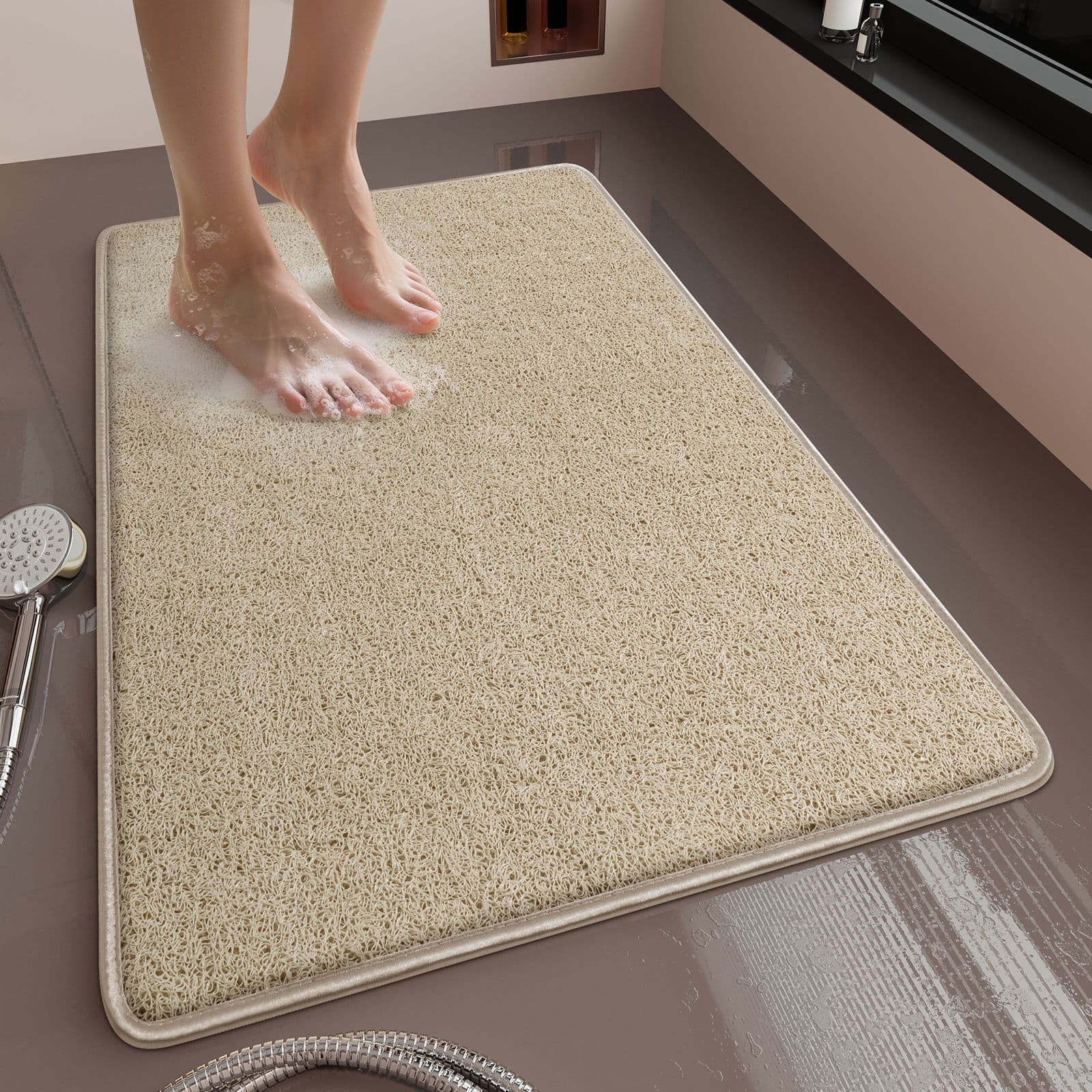 Hemmed wire circle bathroom non-slip mat bath hollow drain mat children's soft foot mat shower room loofah shower mat