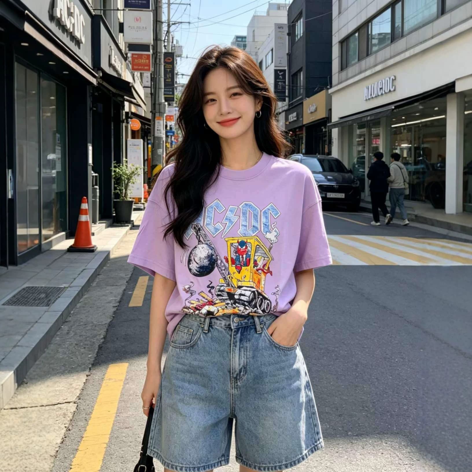 2026 New Little Monster Rock Print Loose Short-Sleeved T-Shirt Women's Korean Style Trendy Versatile Couple Style Summer Trend