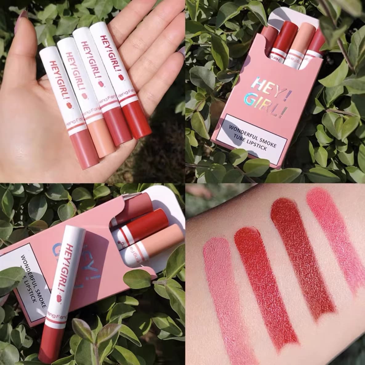 Hengfang Lipstick Set of 4 Tubes, Brightening, Long-Lasting, Moisturizing, Non-Fading, Matte Velvet Finish, Influencer Favorite 9103