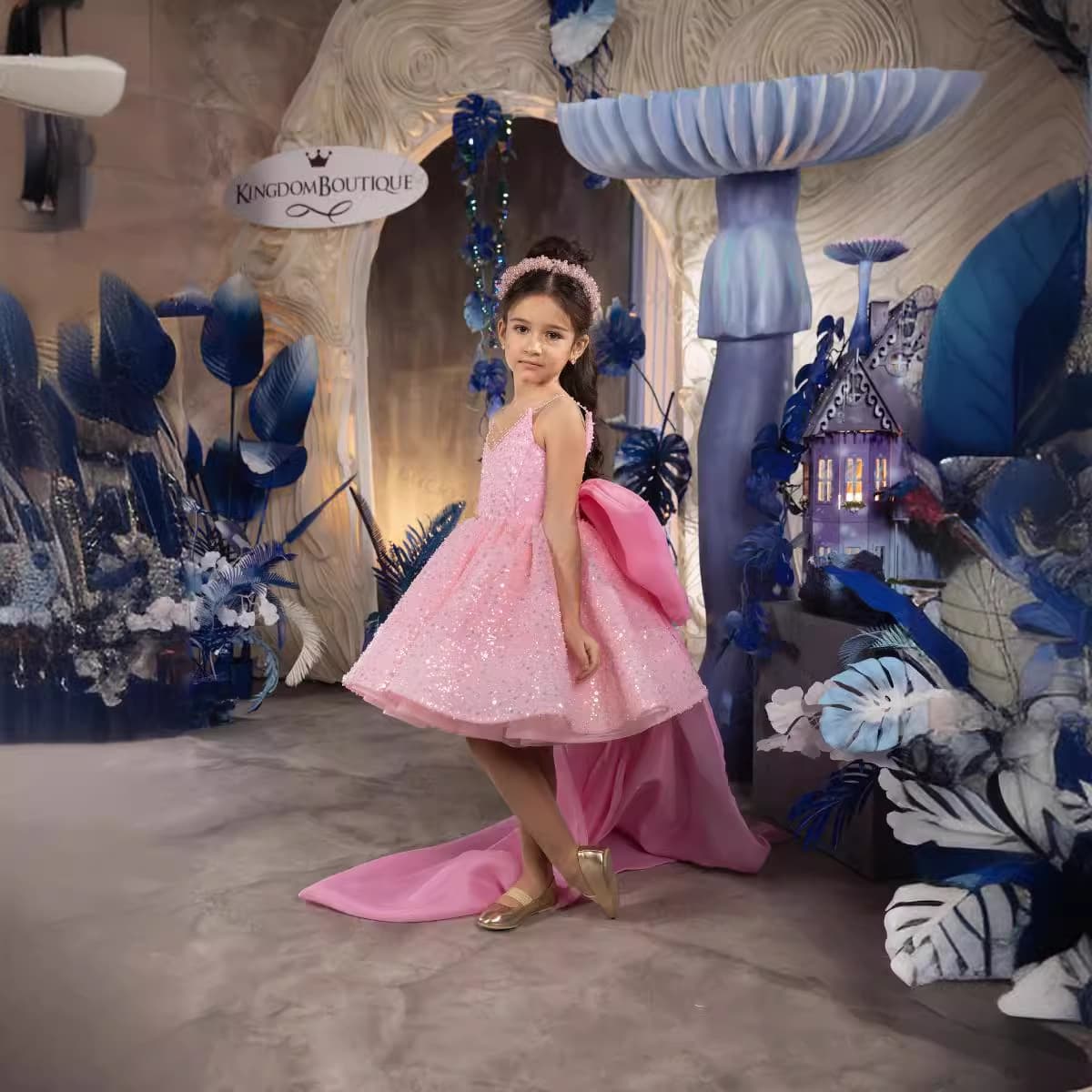 2025 New High-End Girls' Dress Sweet Princess Dress Children's Birthday Strapless Trailing Gown