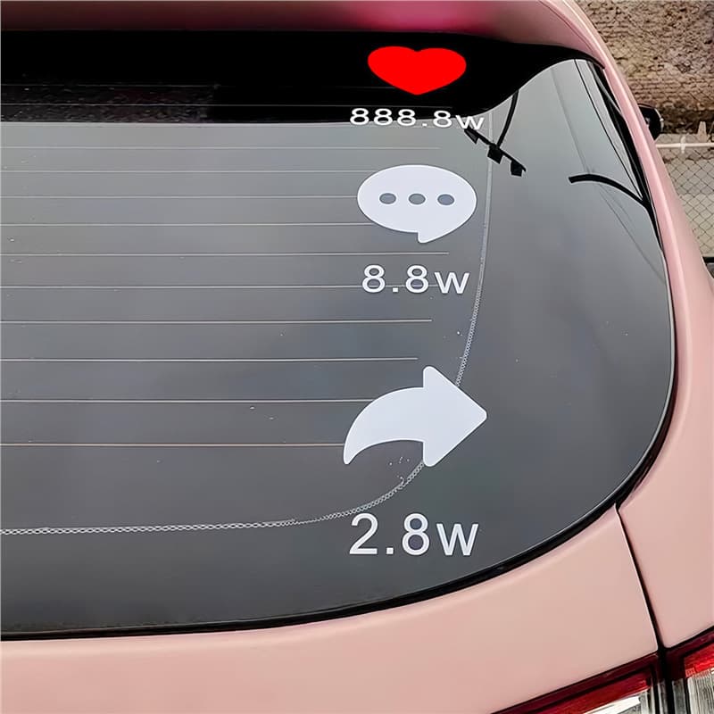 Like, Comment, Favorite, Share Funny Creative Car Sticker Rear Window Automotive Personalized Decal Waterproof Sunscreen Car Decal