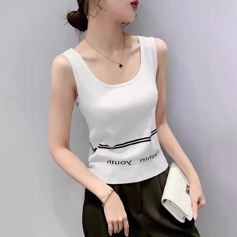 Mercerized Cotton Spring/Summer Knit Racerback Tank Top for Women, Sports Outerwear, Inner Layer, Base Layer, Sleeveless Ice Silk T-Shirt