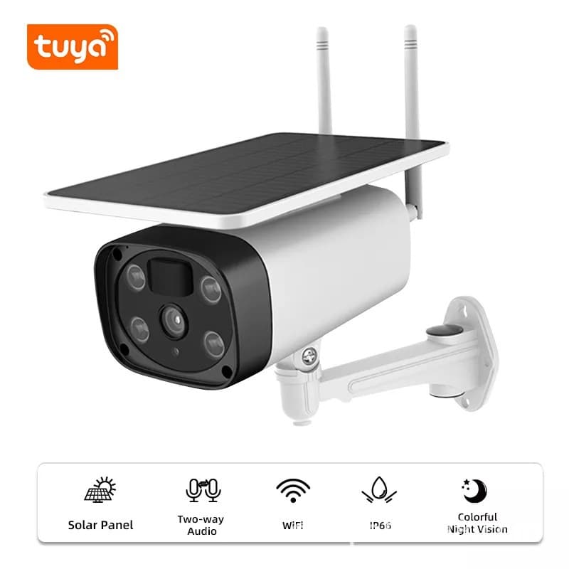 4G SIM Card Solar Low Power Outdoor Bullet Camera with Human Detection Wake-up, Built-in Battery, Bracket, and Solar Panel