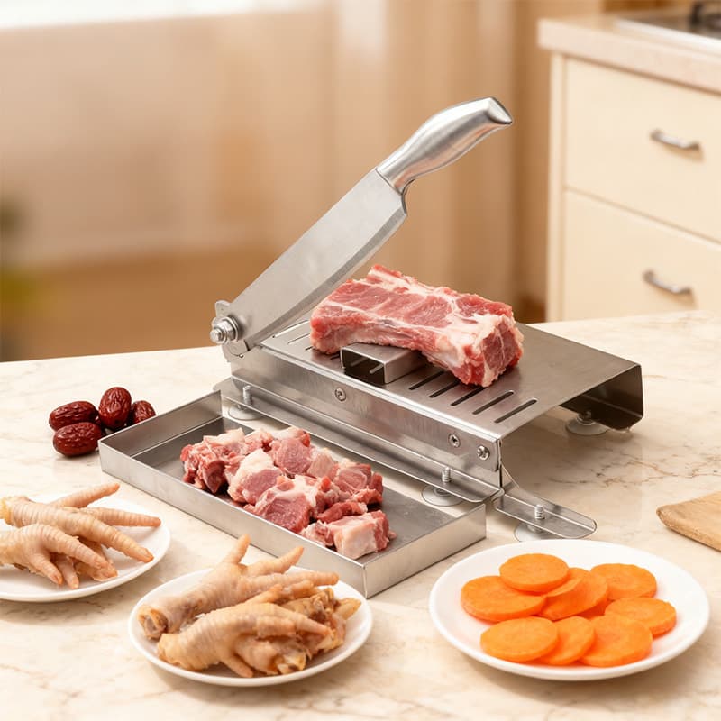 Manual Multi-Function Slicing Chopper for Chinese Herbal Medicine, Chicken, and Bone Cutting, Commercial and Household Stainless Steel Bone Chopper