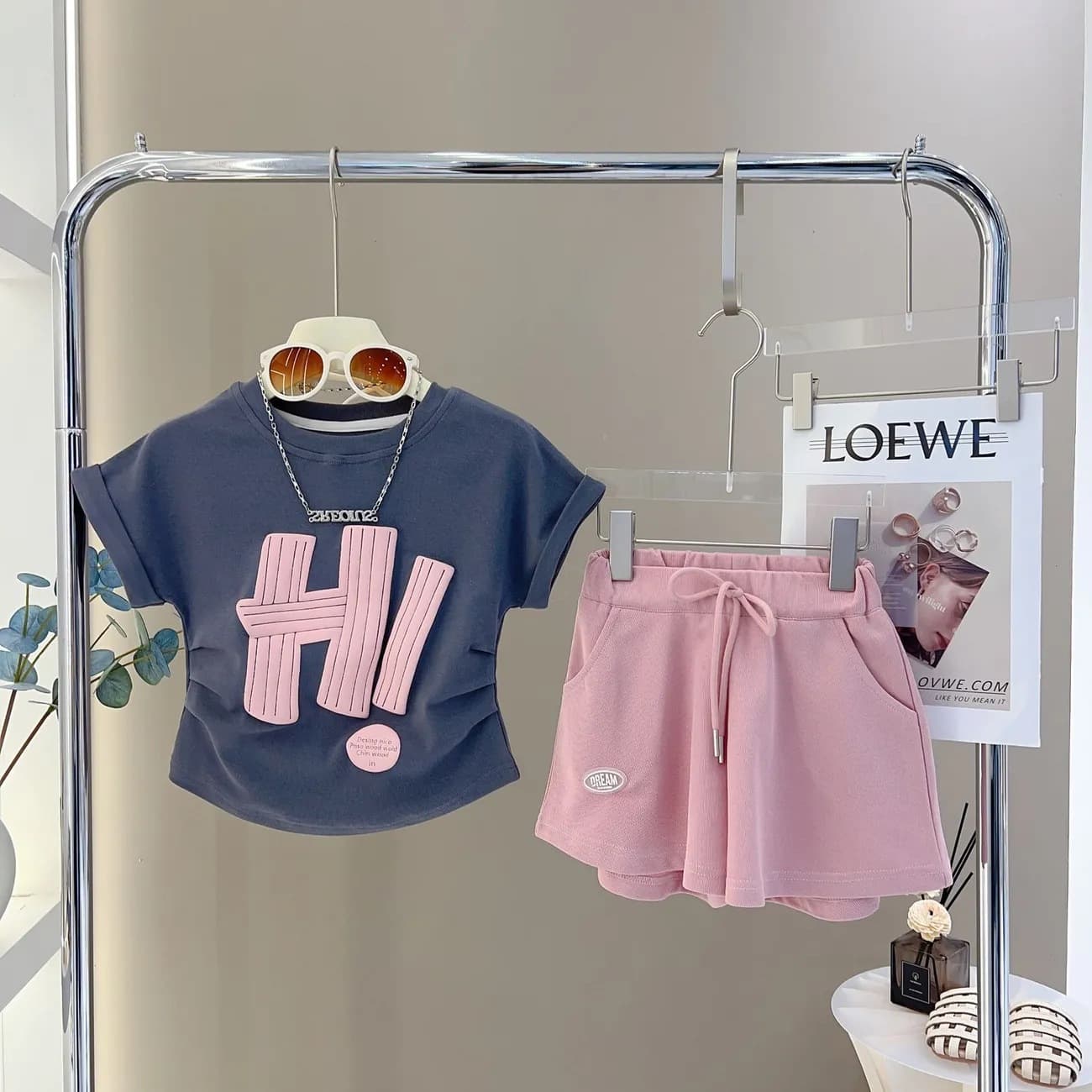 Girls summer casual suit Korean fashion versatile loose summer dress thin short-sleeved shorts girl two-piece suit
