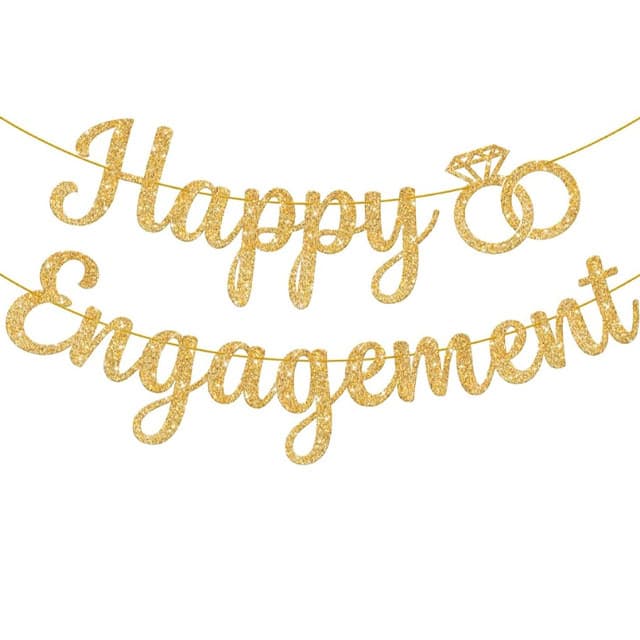 Cross-border wedding decoration engagement flag happy engagement diamond ring letter banner hanging decoration