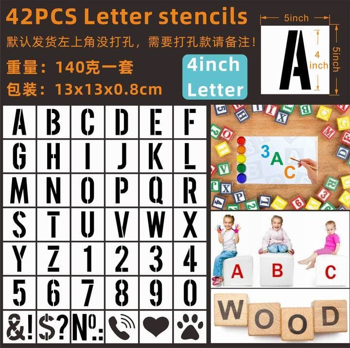 Cross-border exclusive English letter and number stencil for spray painting, house number wall painting spray stencil, Letter stencils
