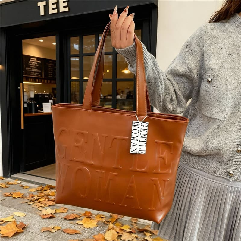 Cross-border Thailand Gentle Woman Niche Design Embossed Letter Single Shoulder Tote Bag 2025 New Underarm Bag