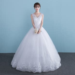 Simple and Elegant Wedding Full Skirt Gown for Bride Main Ceremony, European and American Cross-Border Overseas Warehouse Going-Away Dress