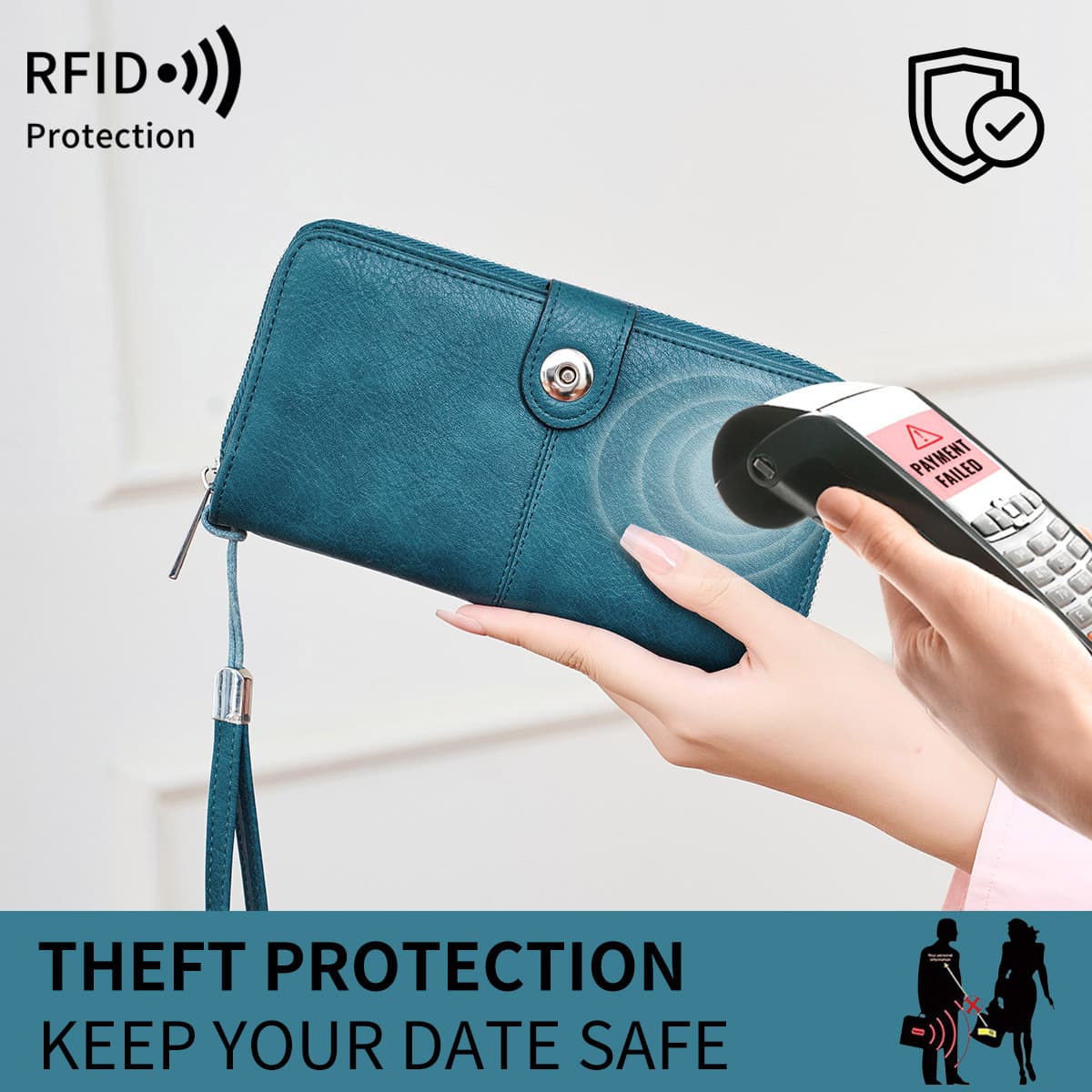 Best-selling RFID Long Women's Wallet, European and American Retro Two-fold Zip Card Holder, Fashionable Large-capacity Clutch