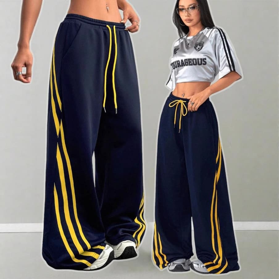 European and American Cross-Border 2025 New Men's and Women's American Retro Three-Stripe Casual Sports Pants Loose Draped Pants