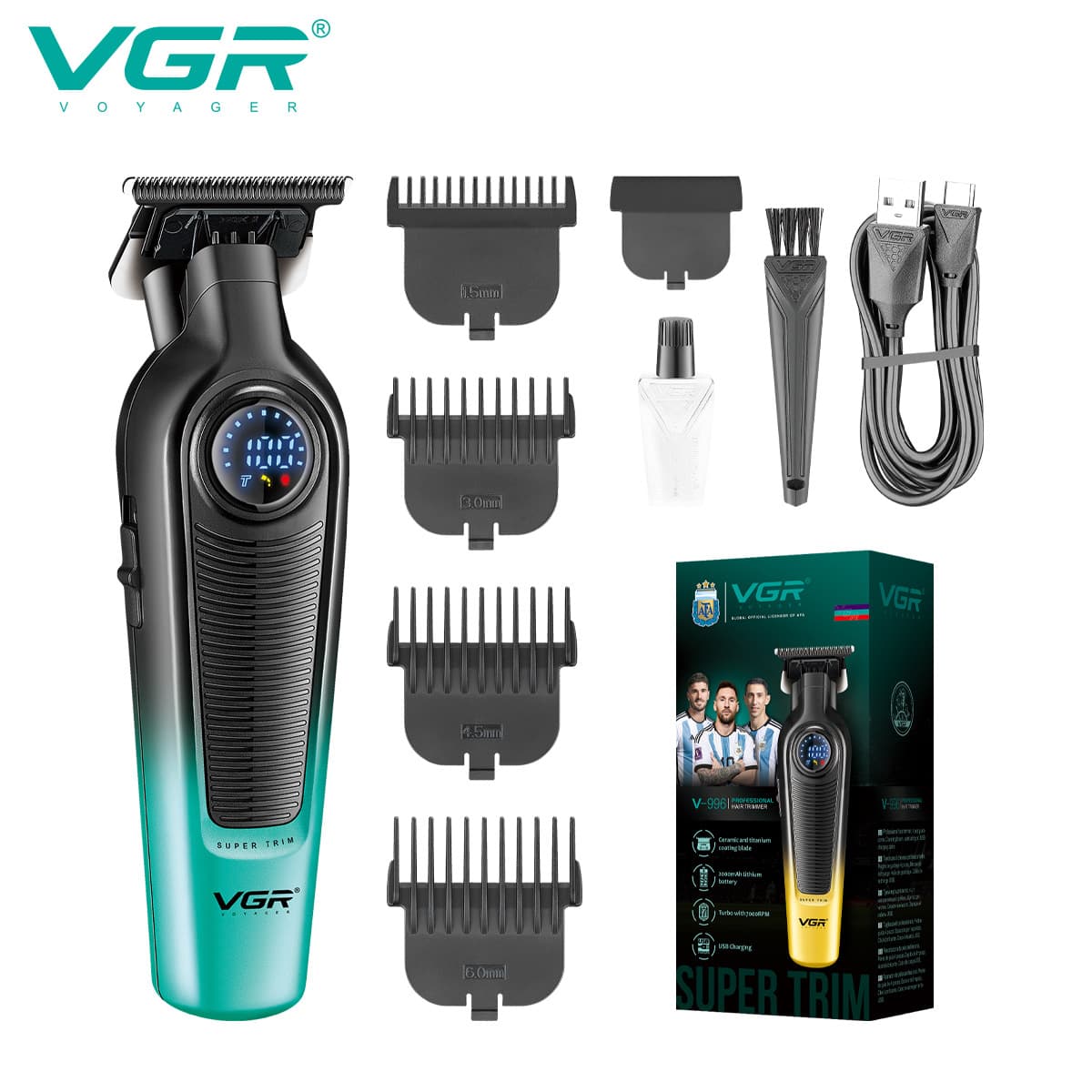 VGR996 cross-border electric hair clipper household oil head carving men's hair clipper LCD digital display rechargeable clipper