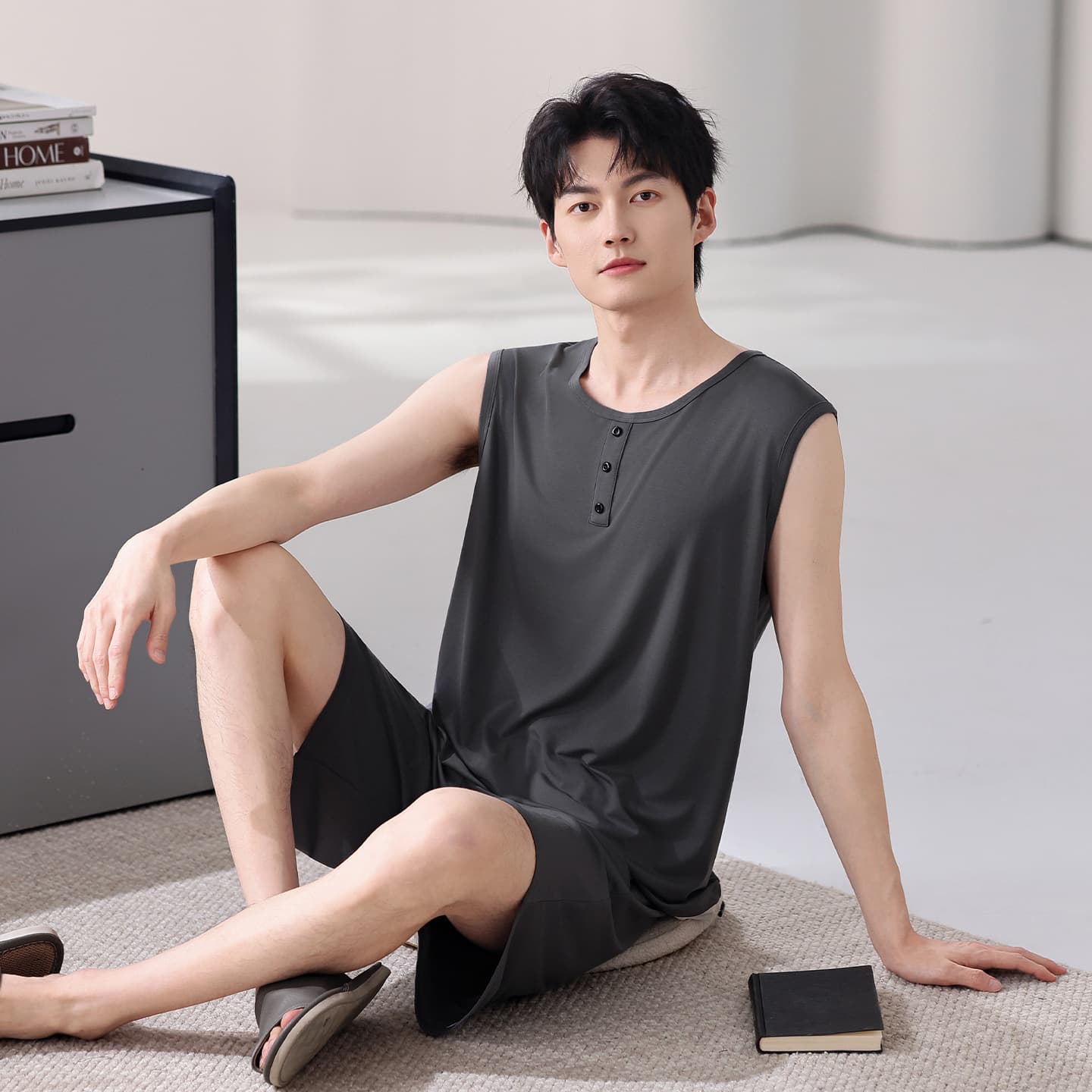 Men's Sporty Pajamas, Trendy and Versatile, Available in Multiple Colors, Casual and Stylish, Versatile Sleeveless Tops and Shorts