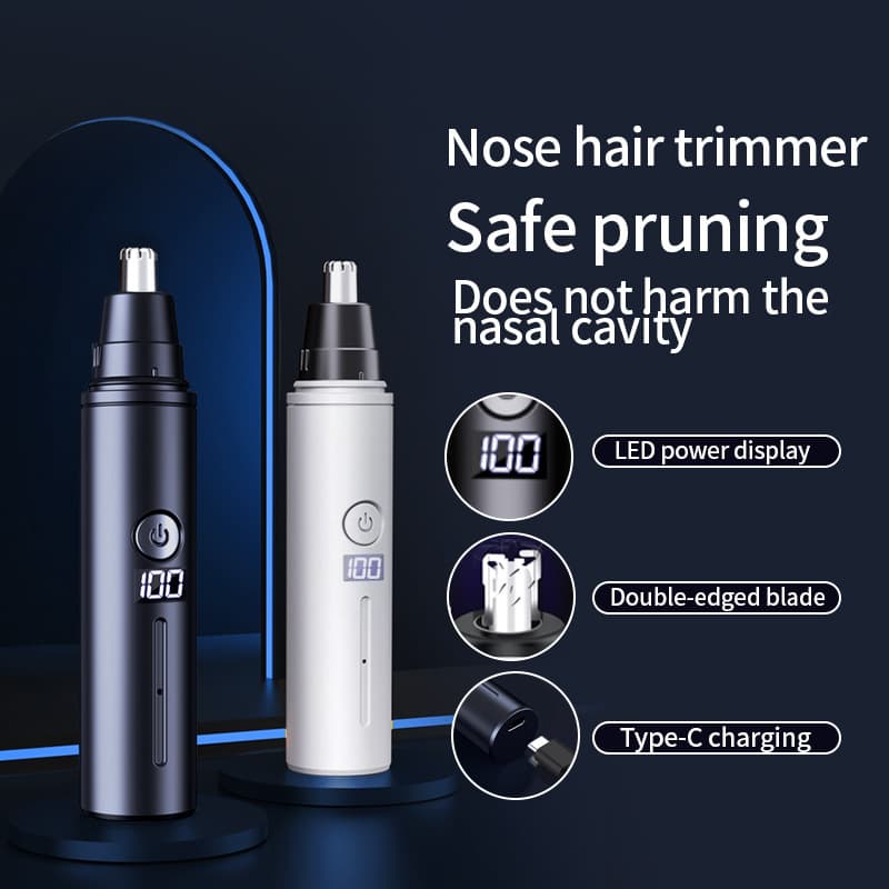 Cross-border Exclusive LED Display Electric Nose Hair Trimmer, Rechargeable Nose Hair Groomer for Men and Women