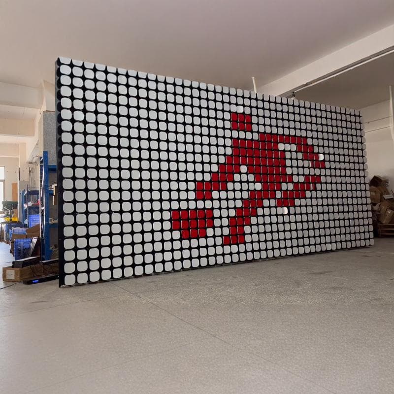Computer-programmed art mechanical device rotating flip matrix wall corporate culture dynamic human body sensing interactive screen