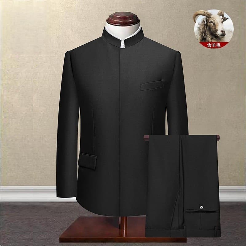High-End New Chinese Style Middle-Aged and Elderly Zhongshan Suit Old People Clothes Grandpa Outfit Autumn Winter Tang Suit Jacket Dad Zhongshan Suit