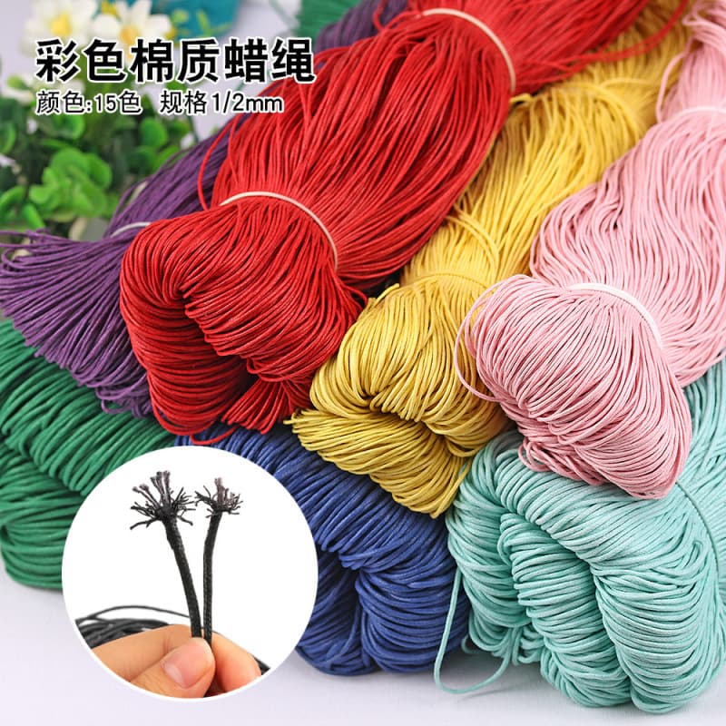1mm Cotton Waxed Cord Braided String 2mm Cotton Waxed Thread for Clothing Apparel Tag Hang Tag Lanyard Cotton Waxed Cord