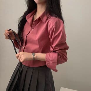 Spring Autumn New Korean Basic Short Solid Color Temperament Shirt Long Sleeve Patchwork Design Sense Base Shirt Women