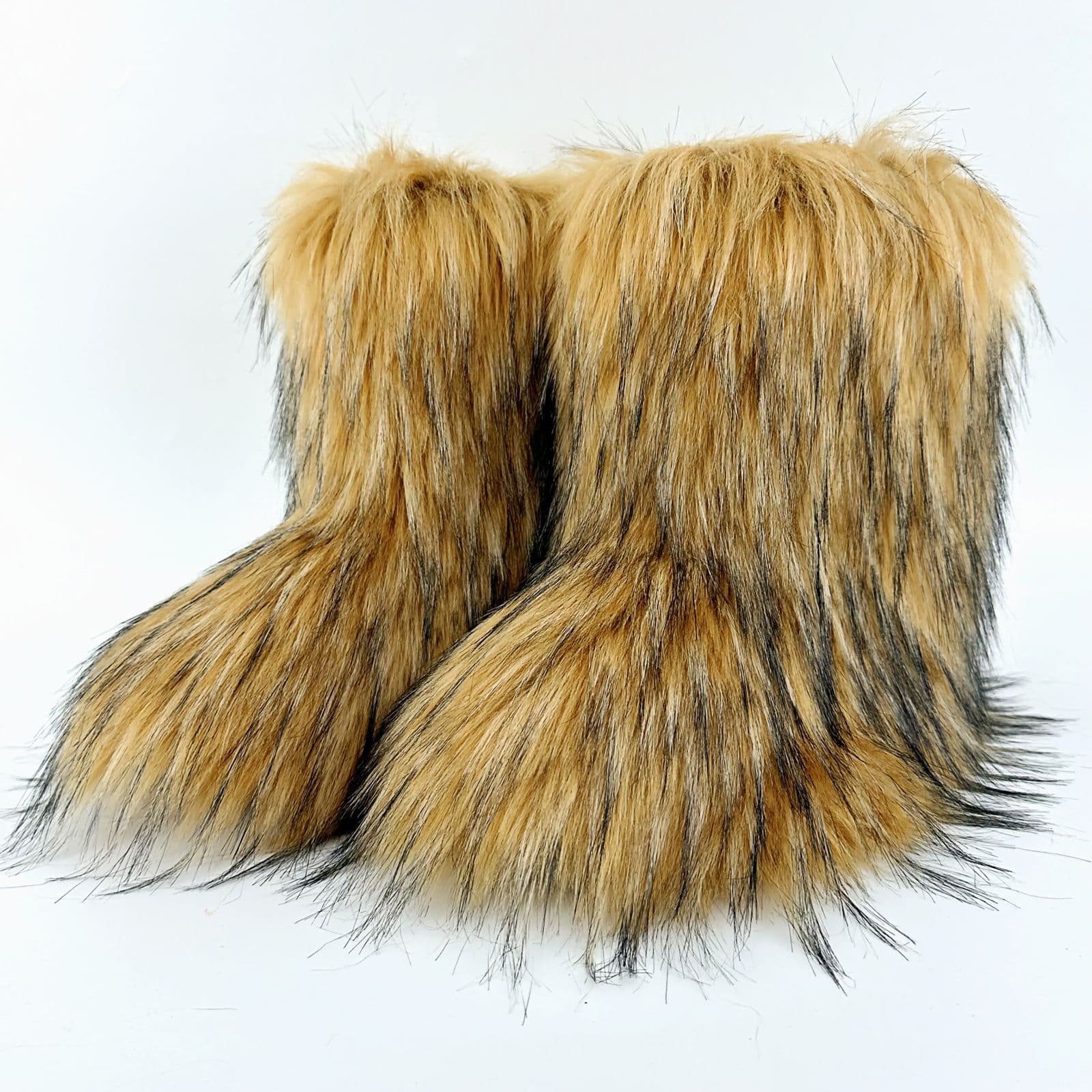 Y2K Fluffy Boots for Women, Winter Warm Fashion Mid-Calf Snow Boots, Plus Size Flat Heel