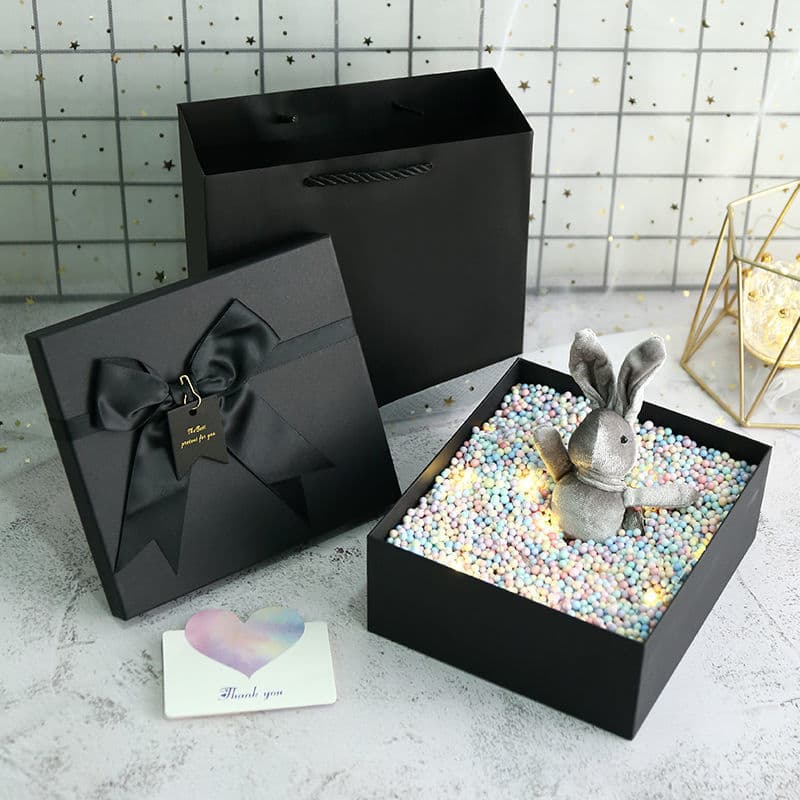 Gift Box Ins Style Black Gift Packaging Box Empty Box Birthday Gift for Men and Women Girl Heart Gift Box