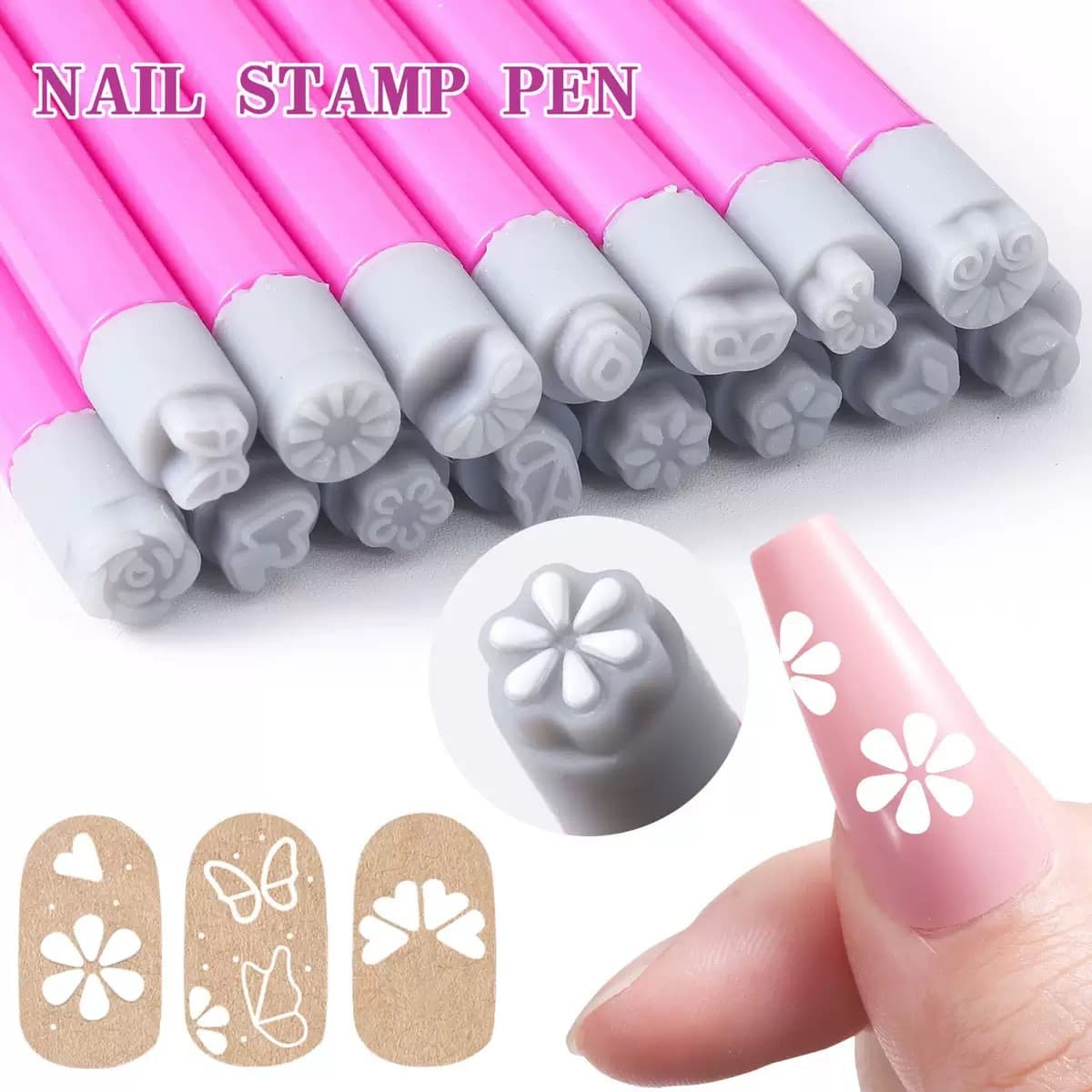 Cross-Border Nail Stamp Pen Set for Nail Embellishment and Doodle Tools, Mainland China Nail Stamping