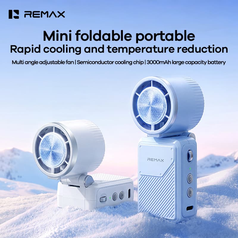 Remax Handheld Mini Fan Portable Semiconductor Cooling Personal Air Conditioner Wearable Small Rechargeable Electric Fan