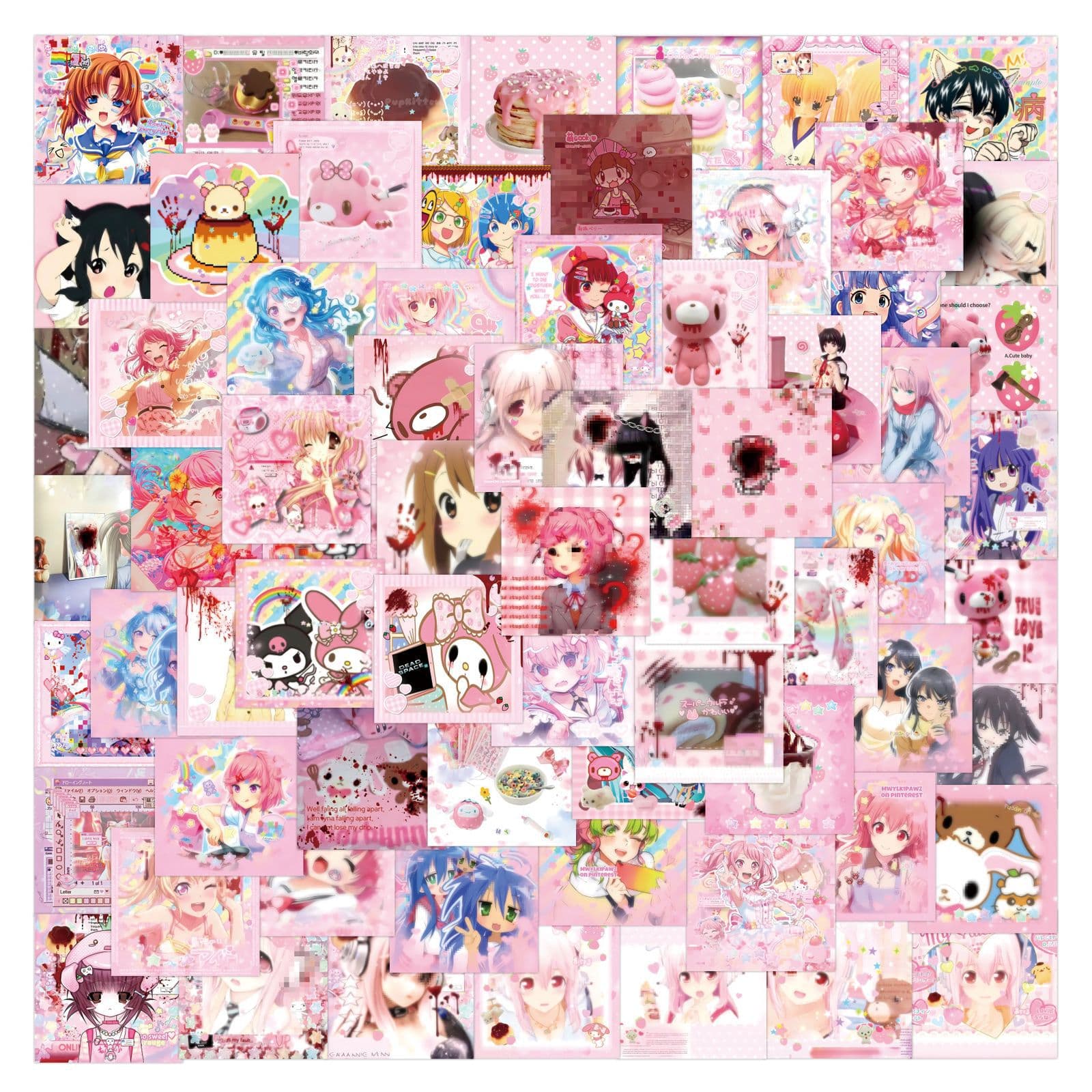 80pcs Cute Cartoon Cutecore Dreamcore Stickers for Scrapbook Decoration DIY Stationery Phone Notebook Decals