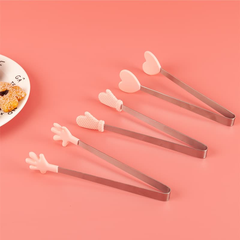 Food tongs, kitchen silicone ice tongs, creative small palm mini dessert tongs, cube sugar tongs, stainless steel food tongs