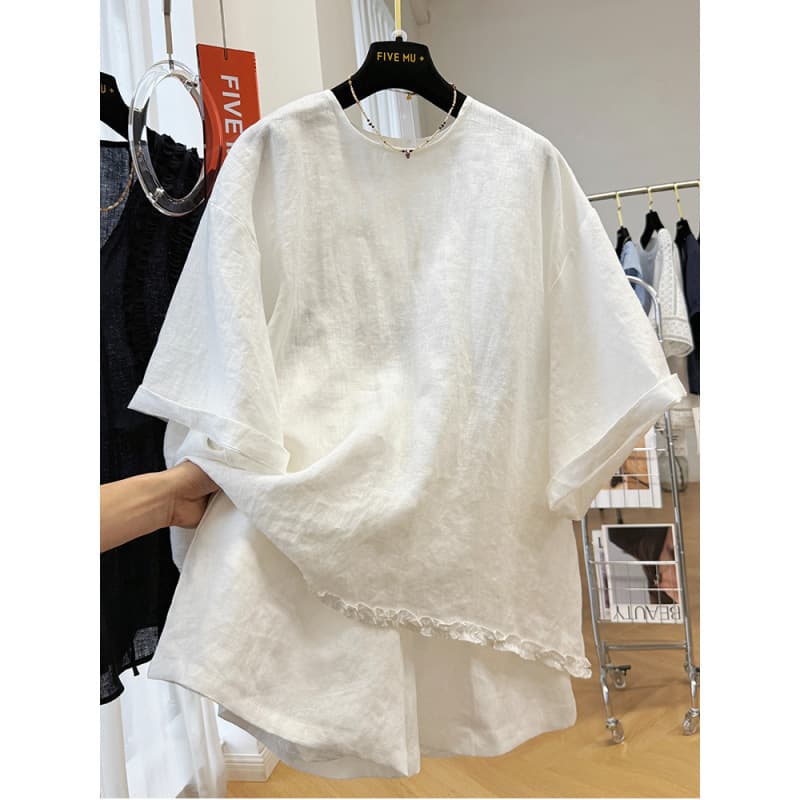 Stylish Summer Linen Set: Relaxed Fit, Elegant Shorts and Top Outfit, Women's Two-Piece Set