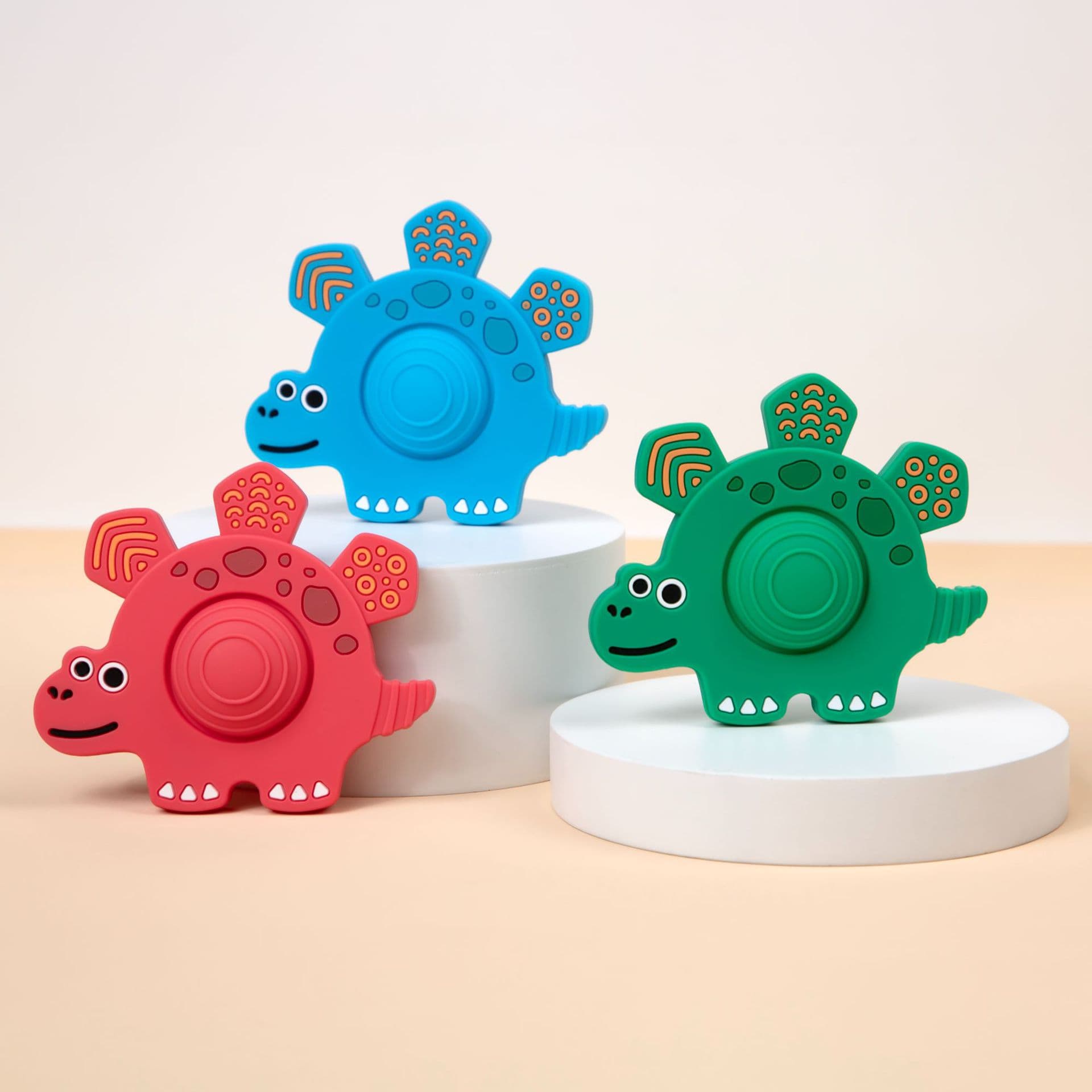 Cross-border pressing dinosaur teether silicone high-value baby toy molar teeth chewing toothpaste toy