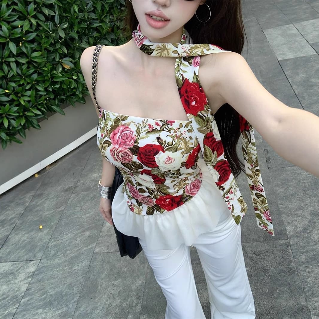 Ruffle Strap Backless Tube Top for Women Summer Slim Fit Sleeveless Wrap Top Sexy Hot Girl Chic Outerwear