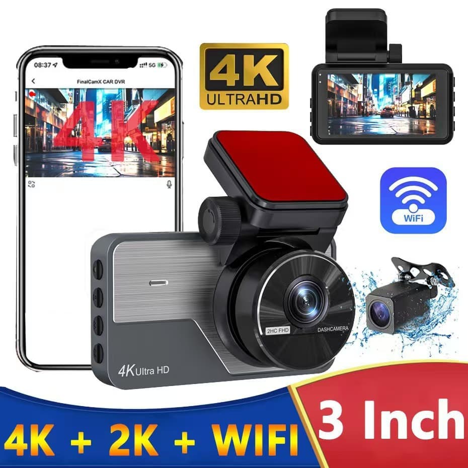 Custom High-Definition Night Vision Car DVR with WiFi Connectivity, Dual Lens Dash Cam 4K