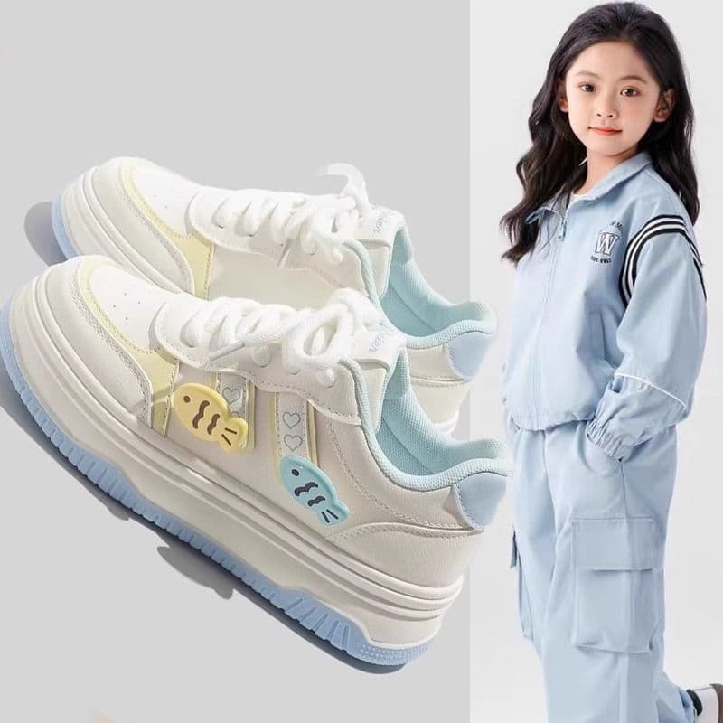Girls' Sports Shoes 2025 New Autumn Breathable Mesh Shoes White Sneakers Canvas Shoes for Middle and Big Kids