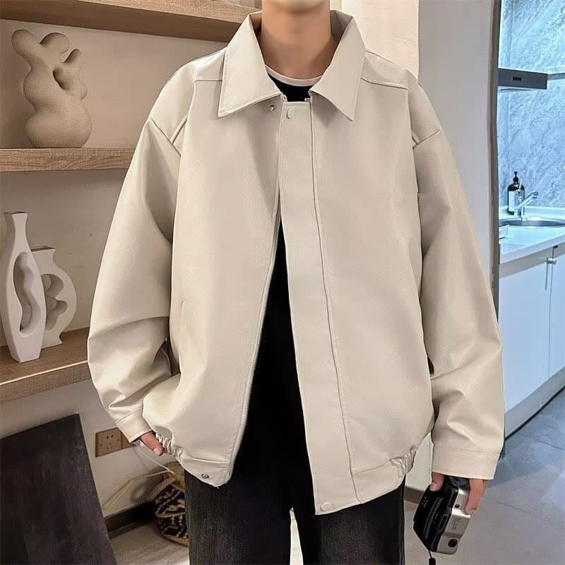 2024 Men's Retro Leather Jacket Couple Short PU Motorcycle Jacket Spring Autumn New
