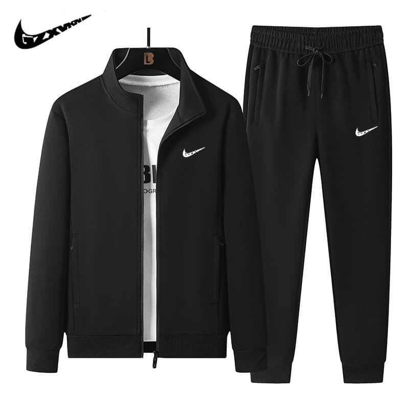 Autumn Casual New Men's Sports Suit Cardigan Sweatshirt Long-Sleeved Long Pants Trendy Two-Piece Set Dad Outfit Jacket
